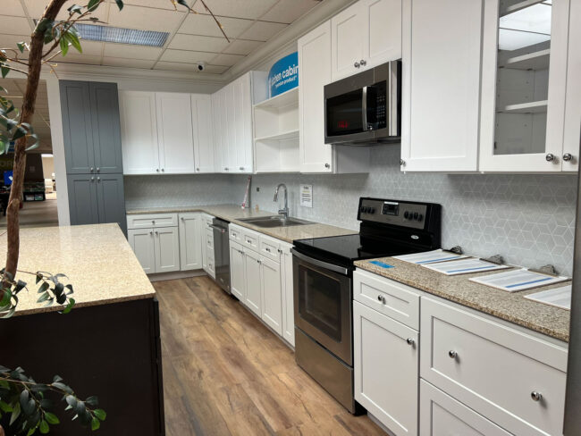 Kitchen Cabinets demo on store floor